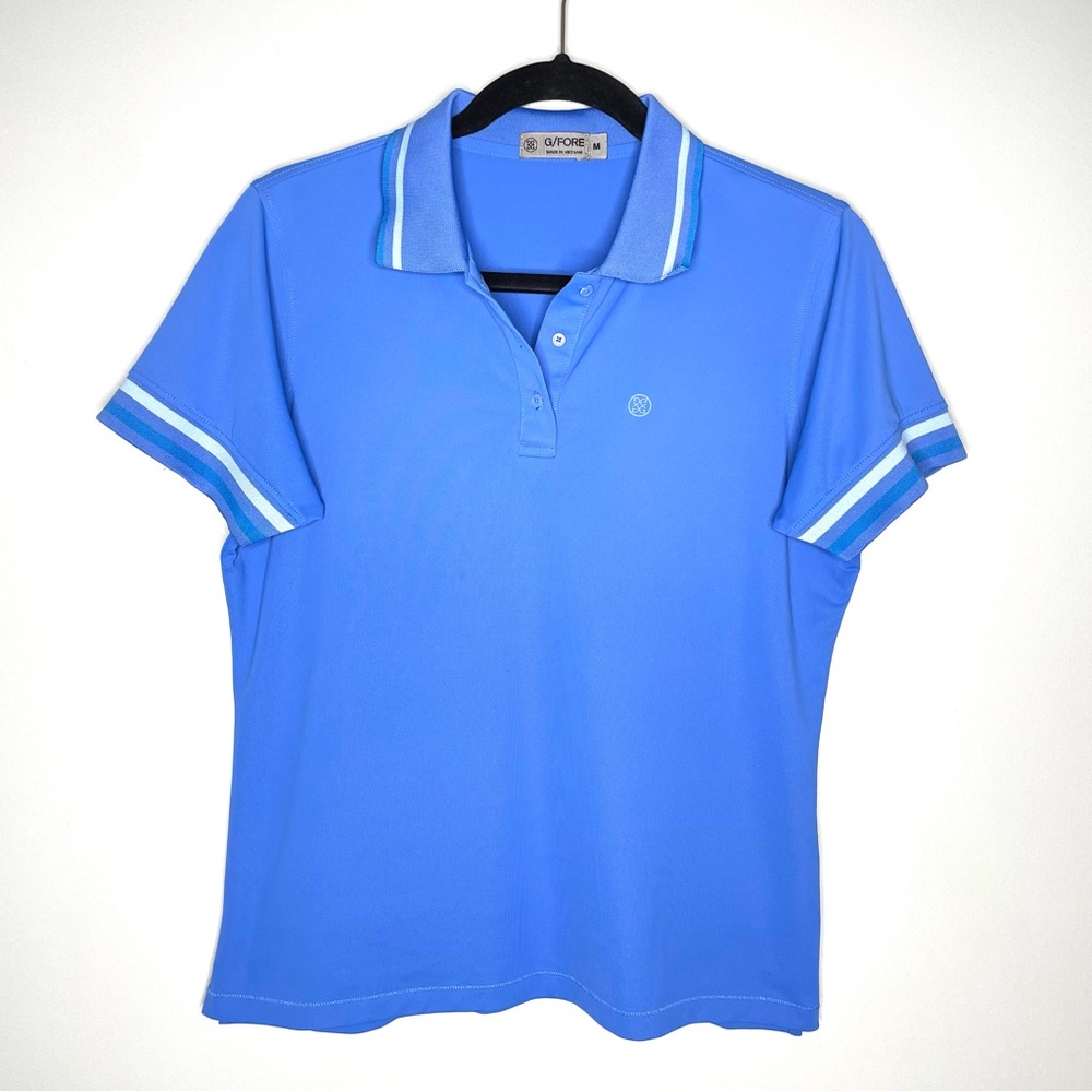 G/FORE Women's Blue Polo with White and Light Blue Trim